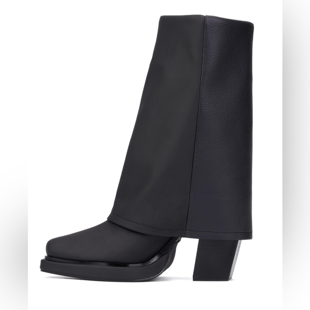 Olivia Miller Virgo Fold-Over Black Heeled Platform Boots NEW - Picture 6 of 15